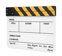Denash Clap-Stick Magnet Build-in Clapper Clapper Facin-to-Eraser Chalk, 30x25cm Director Board Role Playing Camera Photography Prop (Panneau Blanc de Bande Jaune (PAV1Y))