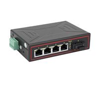 Denash Commutateur Ethernet Gigabit Industriel, 1 Port Optique SFP, 4 Ports Ethernet RJ45, 10 100 Mbps, Montage sur Rail Din, avec Port FX Remplaçable à Chaud, pour Transmission Fibre