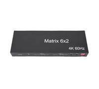 Denash Commutateur Multiviewer 4K, Interface Multimédia HD 6 Entrées 2 Sorties, Commutateur Transparent avec Télécommande et Double Sortie Optique SPDIF 3,5 Mm, pour PC et Systèmes de (Prise UE)