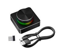 Denash Contrôleur Multimédia USB, Bouton RVB BT 2,4 G à Trois Modes pour Jeux sur PC, Personnalisable, Rotation à 360°, Interface de Type C, Batterie Intégrée, Bouton en Alliage