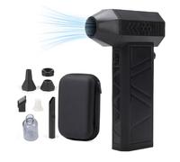 Denash Dépoussiéreur D'air sans Fil, Souffleur D'air Portatif 140 000 Tr/min avec Moteur sans Balais, Débit de 52 M/s, 3 Vitesses Réglables, avec Charge (Ventilateur noir avec kit d'aspiration)