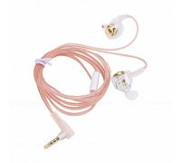 Denash Écouteurs de Jeu Filaires, HiFi Deep Bass IEM, écouteurs à Pilote Dynamique de 11 Mm avec Micro pour Smartphone, Tablette, Vidéo, Musique (White)