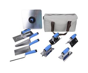 Denash Ensemble D'Outils à Main de Maçonnerie, Coupe-brique, Truelle D'angle, Coupe-bords de Plateau de Ciment avec Sac à Outils en Tissu Oxford 1680D pour les Travaux de Construction