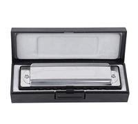 Denash Harmonica à 10 Trous, Harpe Bleue à clé C avec Anches en Bronze Phosphoreux pour Débutants et Professionnels, Base en Laiton, Couvercle en Acier Inoxydable, Corps en Résine ABS (BLACK)