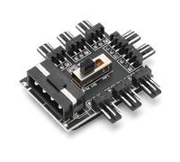 Denash Hub Adaptateur de Ventilateur à 3 Broches avec 1 à 8 éclats pour Régler à Haute/Basse Vitesse et Performances de Refroidissement, Idéal pour les ordinateurs. (Propulsé par IDE)