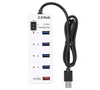 Denash HUB USB3.0 à Grande Vitesse avec Connexion de Charge pour Les Accessoires de Bureau D'ordinateur Portable Matériau Blanc
