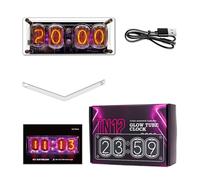 Denash IN12 Nixie Tube Clock, horloge numérique rétro avec mémoire de panne de courant, 10 modes d'éclairage ambiant, 256 dégradés, avec interface de type C pour le bureau à domicile (horloge)