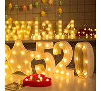 Denash Lettres Lumineuses de L'alphabet LED, Panneaux de Chapiteau DIY avec Lueur Blanche Chaude pour la Décoration de la Maison, Fête de Mariage (Denash3v7F-10148328)