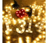 Denash Lettres Lumineuses de L'alphabet LED, Panneaux de Chapiteau DIY avec Lueur Blanche Chaude pour la Décoration de la Maison, Fête de Mariage (Denash3v7F-10148336)