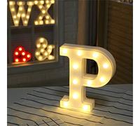 Denash Lettres Lumineuses de L'alphabet LED, Panneaux de Chapiteau DIY avec Lueur Blanche Chaude pour la Décoration de la Maison, Fête de Mariage (Denash3v7F-10148347)