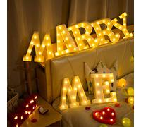 Denash Lettres Lumineuses de L'alphabet LED, Panneaux de Chapiteau DIY avec Lueur Blanche Chaude pour la Décoration de la Maison, Fête de Mariage (Denash3v7F-10148339)