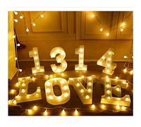 Denash Lettres Lumineuses de L'alphabet LED, Panneaux de Chapiteau DIY avec Lueur Blanche Chaude pour la Décoration de la Maison, Fête de Mariage (Denash3v7F-10148348)