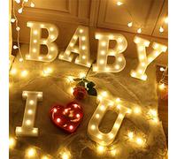 Denash Lettres Lumineuses de L'alphabet LED, Panneaux de Chapiteau DIY avec Lueur Blanche Chaude pour la Décoration de la Maison, Fête de Mariage (Denash3v7F-10148344)