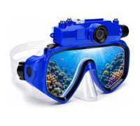 Denash Lunettes de Plongée avec Caméra, Masque de Plongée pour en Apnée | Photographie Sous-marine 2K, Objectif Grand Angle FOV 100°, Support de Profondeur 15 M, Stabilisation D'image avec