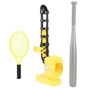 Denash Machine de Lancement Automatique de Tennis de Baseball 2 en 1, Batte Rétractable et Raquette élastique pour Garçons et Filles, avec 3 Angles Réglables pour L'entraînement Sportif (Yellow)