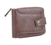 Denash Men de Portefeuille à la Mode PU Leather Retro Trifold Schnalle Wallet Plusieurs Emplacements Poche de Grande capacité Paroles pour Le Voyage (Brown)
