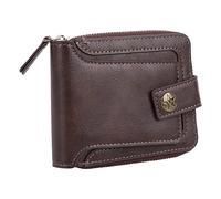 Denash Men de Portefeuille à la Mode PU Leather Retro Trifold Schnalle Wallet Plusieurs Emplacements Poche de Grande capacité Paroles pour Le Voyage (café Noir)