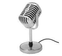 Denash Microphone Rétro 3,5 Mm, Micro Vocal Omnidirectionnel, Argent | Coque en Plastique, Longueur de Câble Filaire de 3,5 Mm, 7,22 Pieds, Réponse en Fréquence de 50 à 16 000 Hz, Plug and Play,