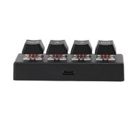 Denash Mini Clavier Mécanique avec 4 Touches, Programmable, Interrupteur Rouge, Filaire USB, Largement Compatible pour Les Jeux Multimédia de Bureau (Black)