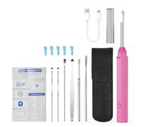 Denash Nettoyeur de Cuillère Auriculaire Intelligent à LED, Dissolvant électrique de Cérumen avec Embout en Silicone Souple et Batterie Rechargeable Légère Intégrée pour les Soins (PINK)