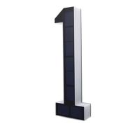 Denash Numéro de Maison à éclairage Solaire, Panneau d'adresse LED étanche, Numéro Extérieur rétroéclairé, 1 Moderne en Aluminium Noir pour Mur de Porte Extérieur