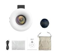 Denash Objectif Macro 15X avec Anneaux Lumineux LED, 5 Niveaux de luminosité pour Téléphones Tablettes, Verre Optique amélioré, 28 Perles LED, Pince, Interface USB, 3 Modes D'éclairage