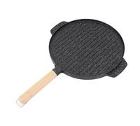 Denash Poêle à Griller Ronde, Plaque à Griller pour Barbecue, Double Face Anti-collant Multifonctionnel pour Steak Poisson Légumes Saucisse Pizza Petit-déjeuner, avec Virgule Gain de (L)