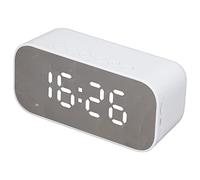 Denash Radio du Réveil, 1200mAh Portable Bluetooth 5.0 & Double Alarmes FM Radio Conférencier, Gradateur à 3 Niveaux et Affichage de Température pour la Chambre/Bureau (White)