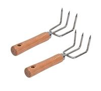 Denash Râteau de Jardin en Acier Inoxydable avec du Bois Pratique pour Accrocher le Râteau à la Main pour les Bonsaïs pour les Opérations de Jardinage de 2 Pièces pour Planter des Fleurs et des