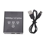 Denash Répartiteur Ethernet Gigabit 1 à 3, Adaptateur de Répartiteur RJ45 1000Mbps avec Boîtier en Alliage D'aluminium pour Moniteur de Routeur D'ordinateur IPTV