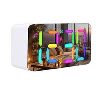 Denash Réquive D'alarme RVB, Réveil Vibrant avec 15 Modes de Couleur, Volume de 5 Niveaux, Port de Charge USB, Affichage du Miroir RVB, Lumière Nocturne pour Les Personnes âgées Lourdes (White)