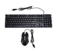 Denash RVB Retro Punk Punk Backlit Keyboard Mouse Combo, Keycaps Round Keycaps USB Typewriter 1600dpi Ensemble câblé, pour Le Travail de Jeu (Ensemble Punk Noir d500)