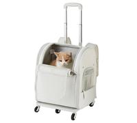 Denash Sac de Transport de Voyage pour Animaux de Compagnie, Porte-Chien Portable et Respirant avec de Berceau Anti-Rayures, Grande Ouverture pour Les Voyages en Plein Air (Sac Trolley Gris)