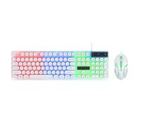 Denash TF210 Ensemble Clavier et Souris de Jeu Filaire, Disposition 104 Touches, Moteur Optique 6 Touches Anti-ghosting 1000 DPI avec Steampunk pour PC, Ordinateur Portable, (White)