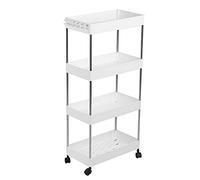 Denash Trolley Kitchen Storage Shelves Organisateur, Multi -yer Mobile Space Sépartie Sépartie pour Salle de Bain à la Maison, Plastique de 3 Couches Blanches (Modèle Classique [Blanc 4 Couches])