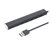 Denash USB 3.0 Hub Black High Speed 7 in 1 Splinter Portable Network Portable Adaptateur pour Une Utilisation et Une Usure Faciles, Compatibles avec USB2.0/1. pour la Maison et Le Bureau