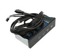 Denash USB3.0 Tableau de Bord Média de Bureau pour L'extension CD -ROM dans Le Châssis, Largement Compatible avec XP/Vista / 7/8/10, Matériau en Métal, 1 Pack (2U3+2U2+TC)