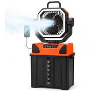 Denash Ventilateur de Camping Rechargeable, Ventilateur Brumisateur alimenté par Batterie de 20 000 MAh avec Seau de 6 L, Lumière LED et Télécommande, de Refroidisseme