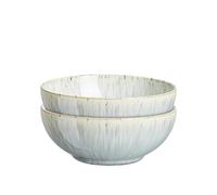 Denby Lot de 2 bols à céréales Halo Speckle - Gris à motifs neutres coupés, passent au lave-vaisselle et au micro-ondes, 820 ml - Vaisselle en céramique émaillée - Bols à soupe résistants aux éclats