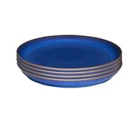 Denby - Lot de 4 assiettes à dîner bleu impérial - Vaisselle passe au lave-vaisselle et au micro-ondes 26 cm - Vaisselle en céramique coupe coupe bleu roi - Grandes assiettes résistantes aux éclats et