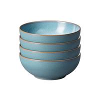 Denby - Lot de 4 bols à céréales bleu azure de 820 ml - Passe au lave-vaisselle, au micro-ondes et au four - Bols en céramique pour porridge, soupe et puddings - Résistants aux éclats et aux fissures
