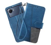 DENDICO Coque Compatible avec Oppo Realme C30 4G / Realme Narzo 50i Prime, Portefeuille Housse en Cuir PU pour Realme C30 4G / Realme Narzo 50i Prime, Magnétique Antichoc Flip Coque, Bleu