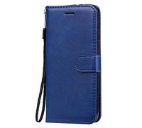 DENDICO Coque Moto G8 Play/One Macro, PU en Cuir Coque Portefeuille Étui Housse, Design Classique TPU Coque pour Moto G8 Play/One Macro - Bleu Marin