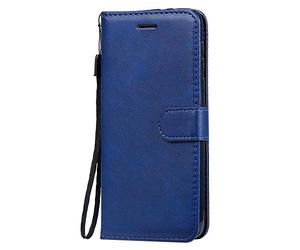 DENDICO Coque Moto G8 Play/One Macro, PU en Cuir Coque Portefeuille Étui Housse, Design Classique TPU Coque pour Moto G8 Play/One Macro - Bleu Marin