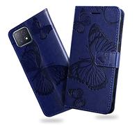 DENDICO Coque pour Oppo A73 5G / Oppo A72 5G / Oppo Reno 4Z, Papillon Imprimé Housse en Cuir PU Magnétique Portefeuille, Étui à Rabat pour Oppo A73 5G / Oppo A72 5G / Oppo A92S / Oppo Reno 4Z, Bleu