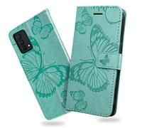 DENDICO Coque pour Oppo Realme GT Master Edition, Papillon Imprimé Housse en Cuir PU Magnétique Portefeuille, Étui à Rabat pour Oppo Realme GT Master Edition, Vert