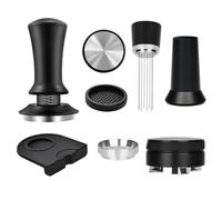 DENEWERK Tamper à café 51 mm en acier inoxydable 304 avec aiguille à expresso WDT Tool avec tapis de tampon, mélangeur de café, anneau à poudre de café, distributeur d'expresso