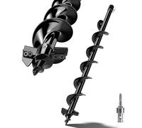 DENEWERK Tarière de forage en acier tungstène Ø 80 mm avec adaptateur SDS-Plus, foret de rechange en acier avec boulon + goupille pour tarière, clôture et piquet