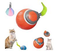 DengFen Speedy Tail 2.0 Jouet interactif pour chat d'intérieur et chien, deux réglages de vitesse, balle intelligente pour chat, rechargeable par USB avec queue (rouge)