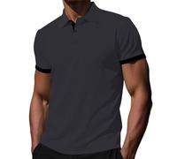 DENGJIAMY Chemises de golf pour homme tendance décontractée Business T-shirt à manches courtes Color Block Tops d'été tendance Polo athlétique Vêtements pour homme, gris, M